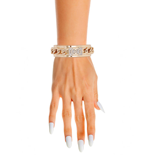 Designer Logo Gold Chain Cuff