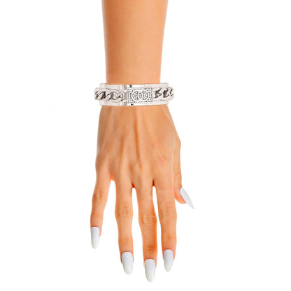 Designer Logo Silver Chain Cuff