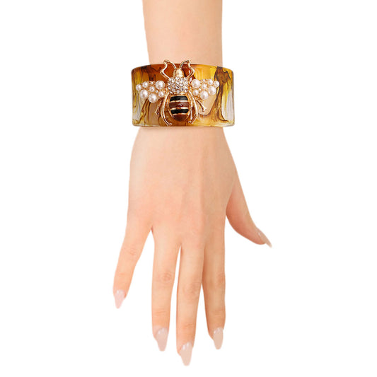 Designer Brown Swirled Bee Cuff