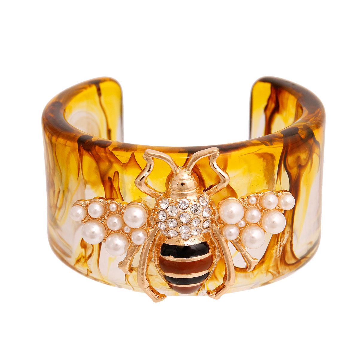 Designer Brown Swirled Bee Cuff