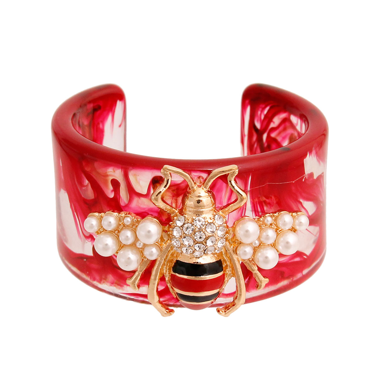 Designer Red Swirled Bee Cuff