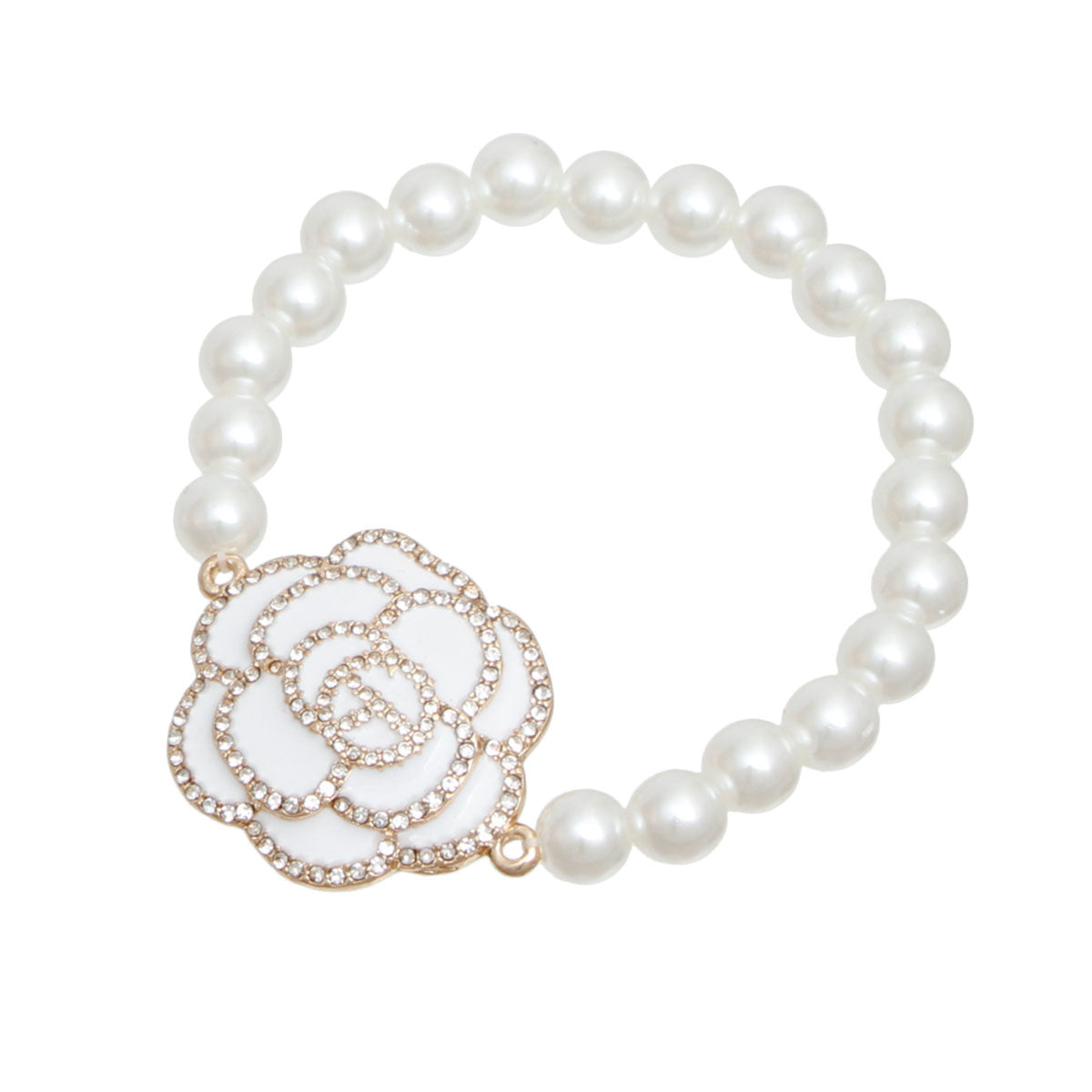 White Flower Pearl Bracelet