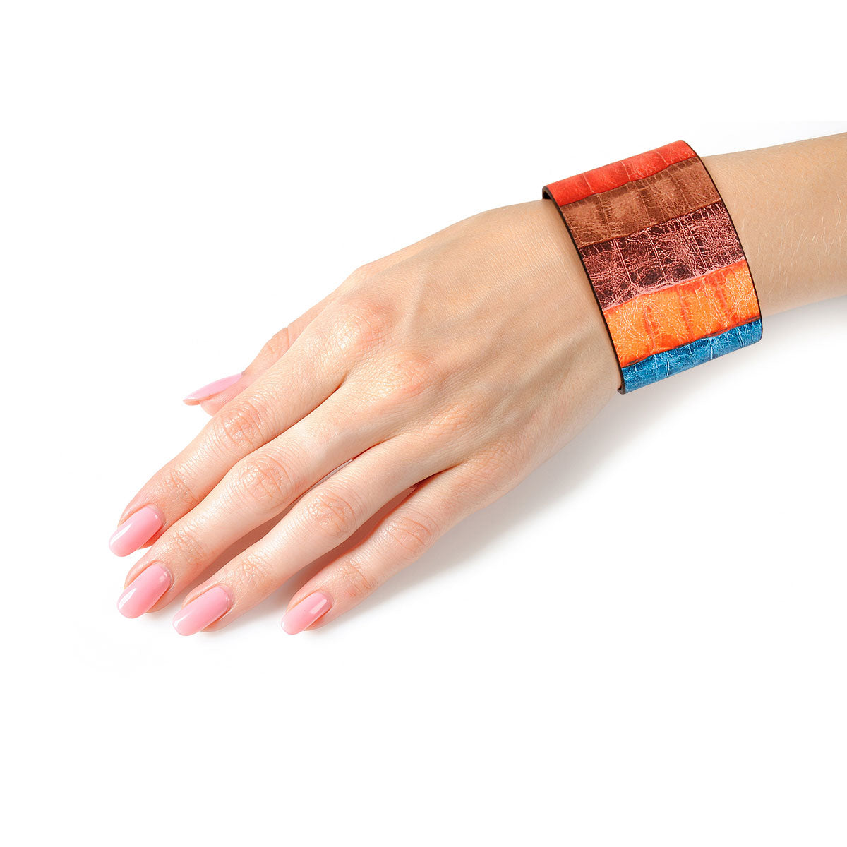 Multi Color Croc Vegan Snap Bracelet