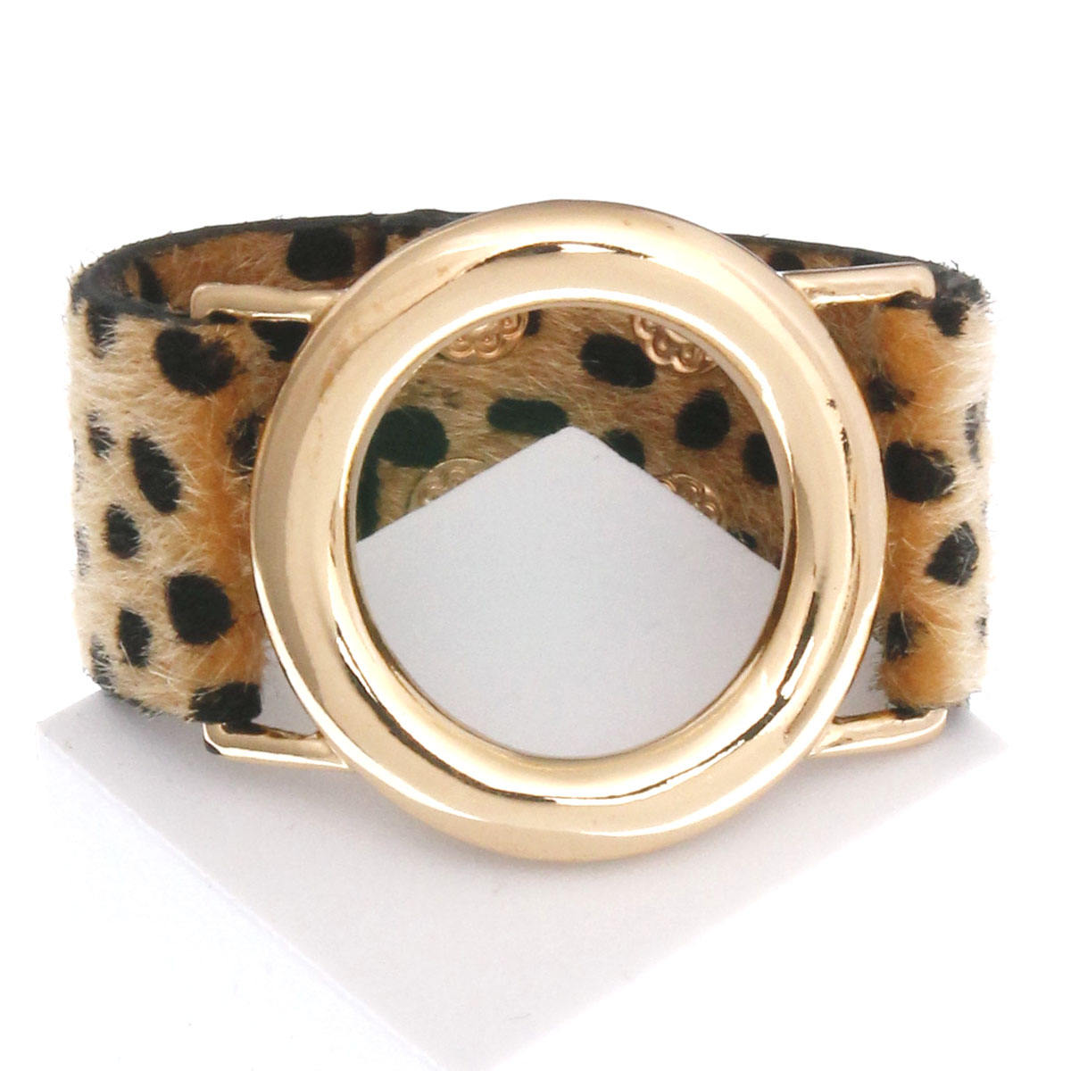 Cheetah Faux Fur Circle Snap Bracelet