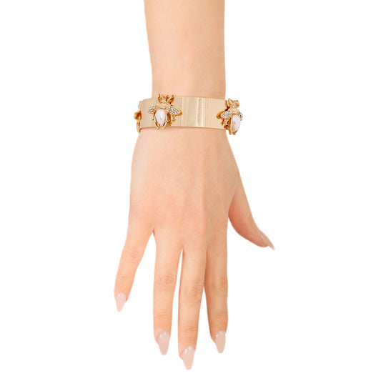 Cream Pearl Designer Bee Cuff