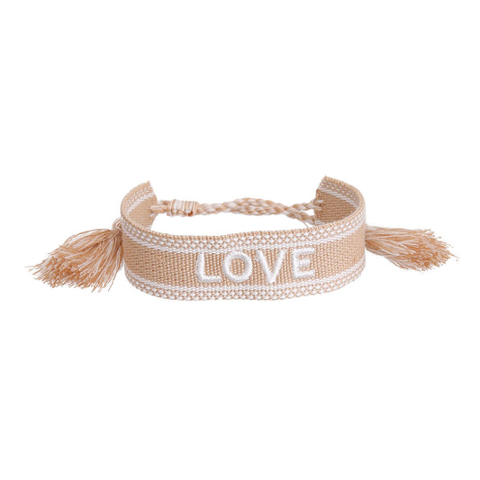 CD Inspired Light Brown LOVE Embroidered Bracelet