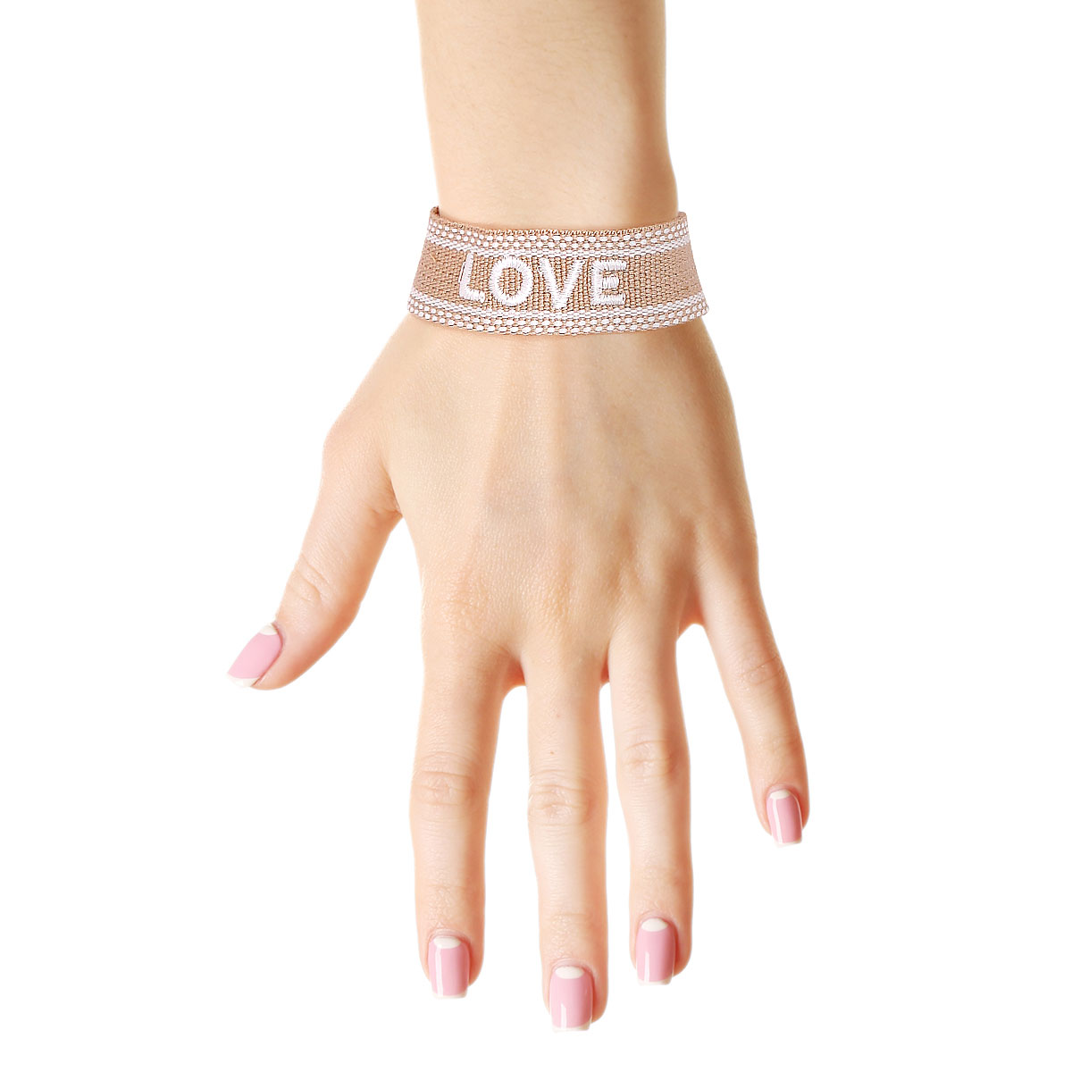 CD Inspired Light Brown LOVE Embroidered Bracelet