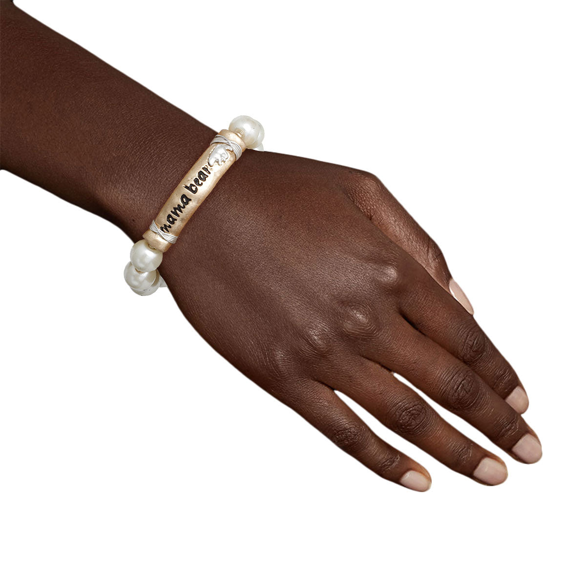 Pearl Gold Mama Bear Bracelet