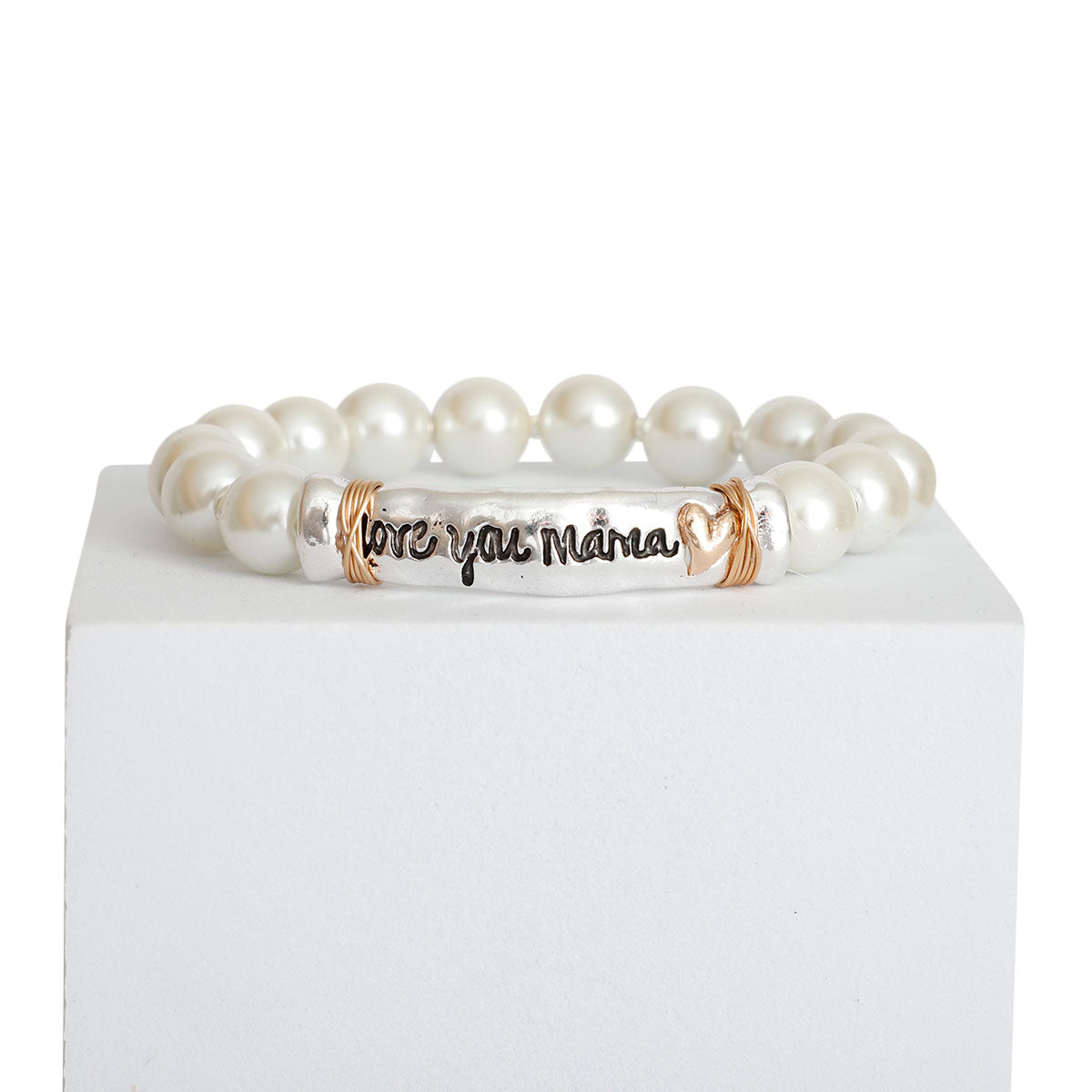 Pearl Silver Love You Mama Bracelet