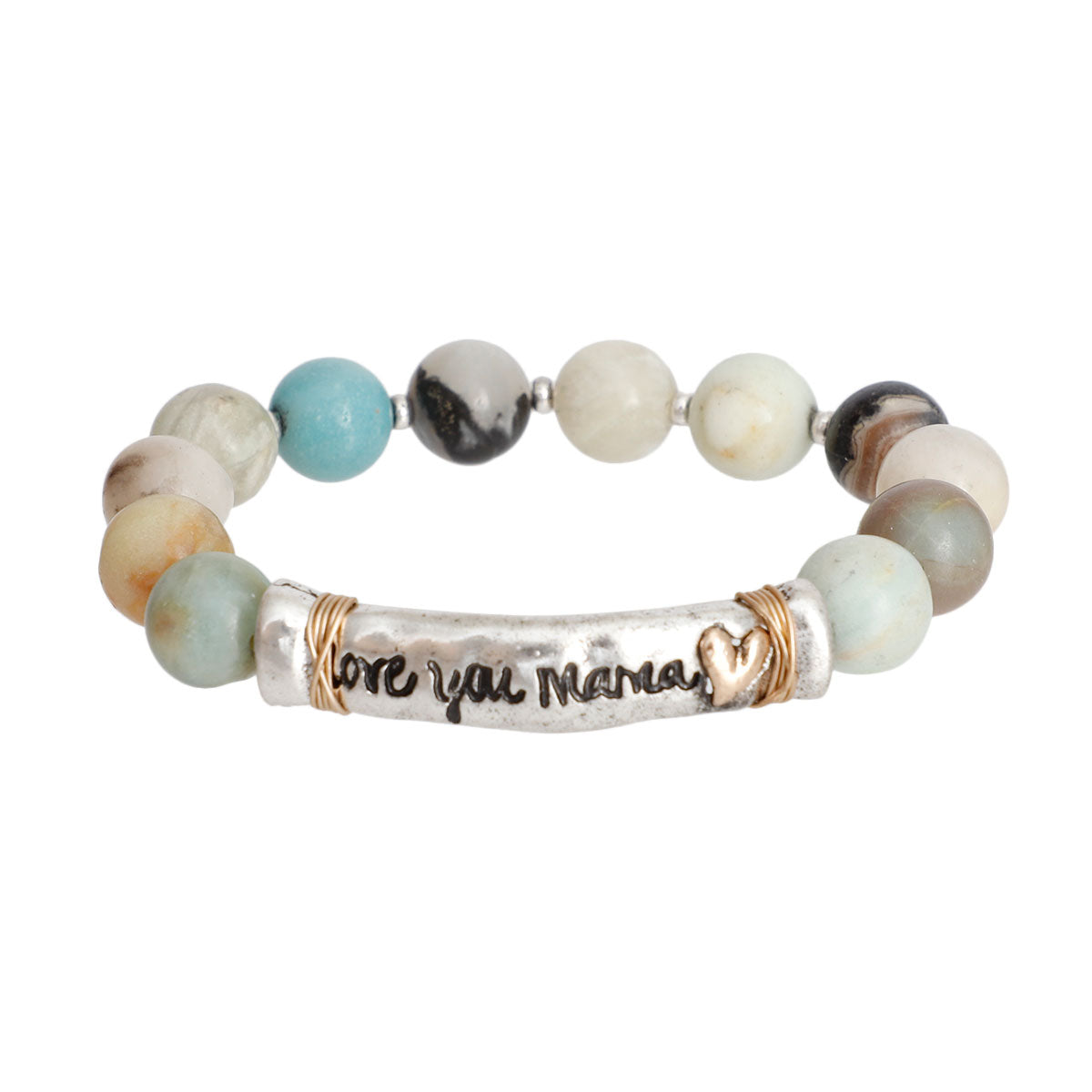 Natural Stone Bead Love you Mama Bracelet