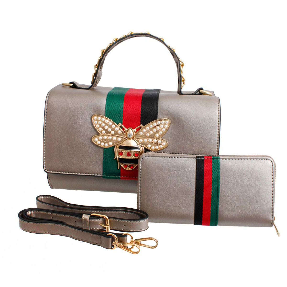 Dark Silver Boxy Satchel Designer Set