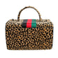 Brown Leopard Fur Boxy Satchel Set