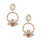 Pearl and Gold Bee Circle Earrings