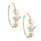 Gold Turquoise Butterfly Hoops
