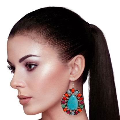 Multi Color Cracked Teardrop Earrings