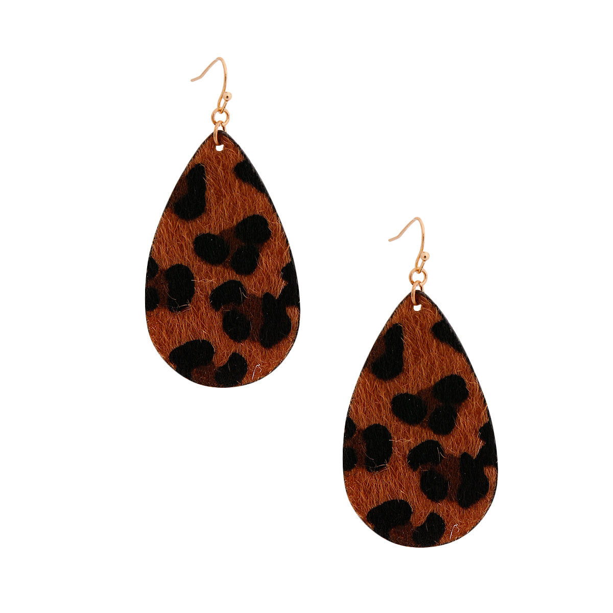 Dark Leopard Fur Teardrop Earrings