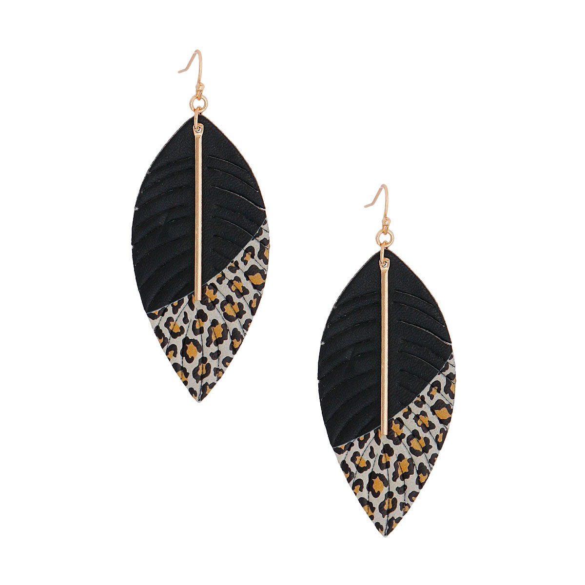 Genuine Leather Black Leopard Earrings