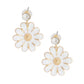 White Metal Daisy Earrings