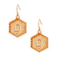 D Hexagon Initial Earrings