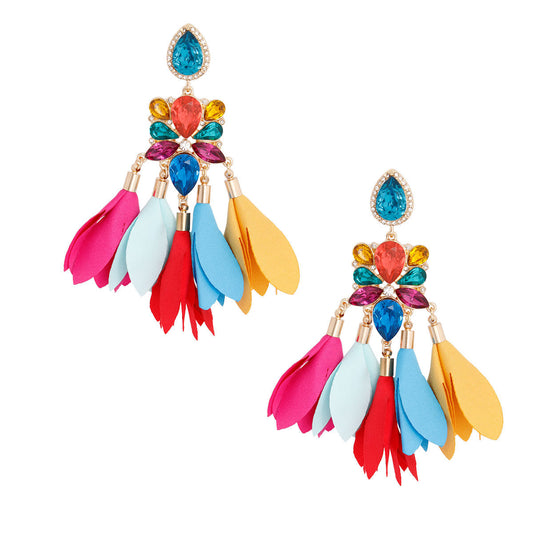 Multi Teardrop Flower Earrings