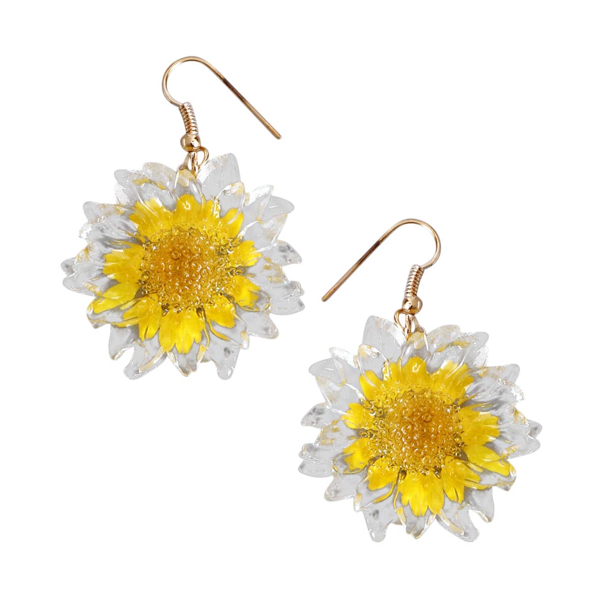 Yellow Dried Sunflower Earrings