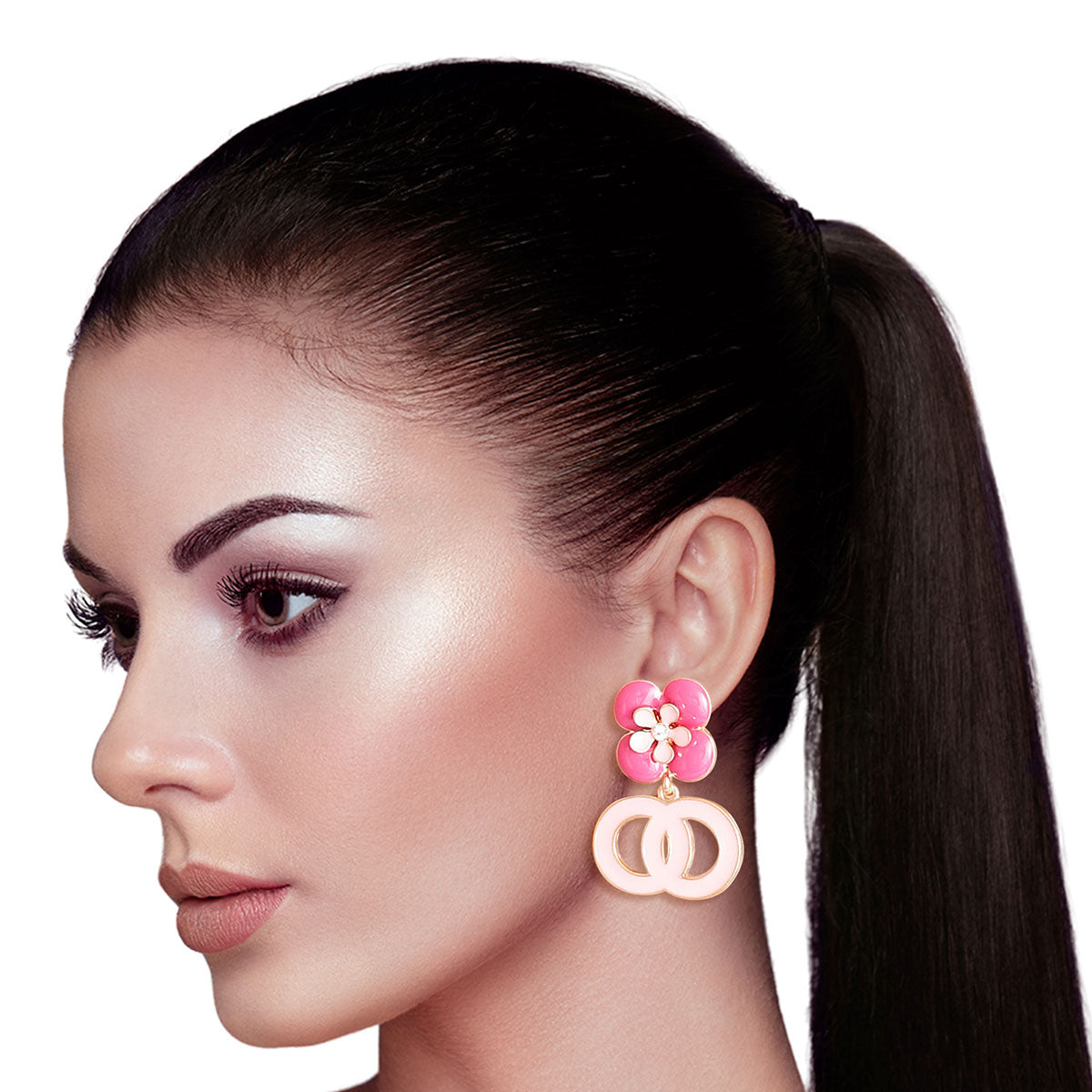 Pink Flower Designer Earrings