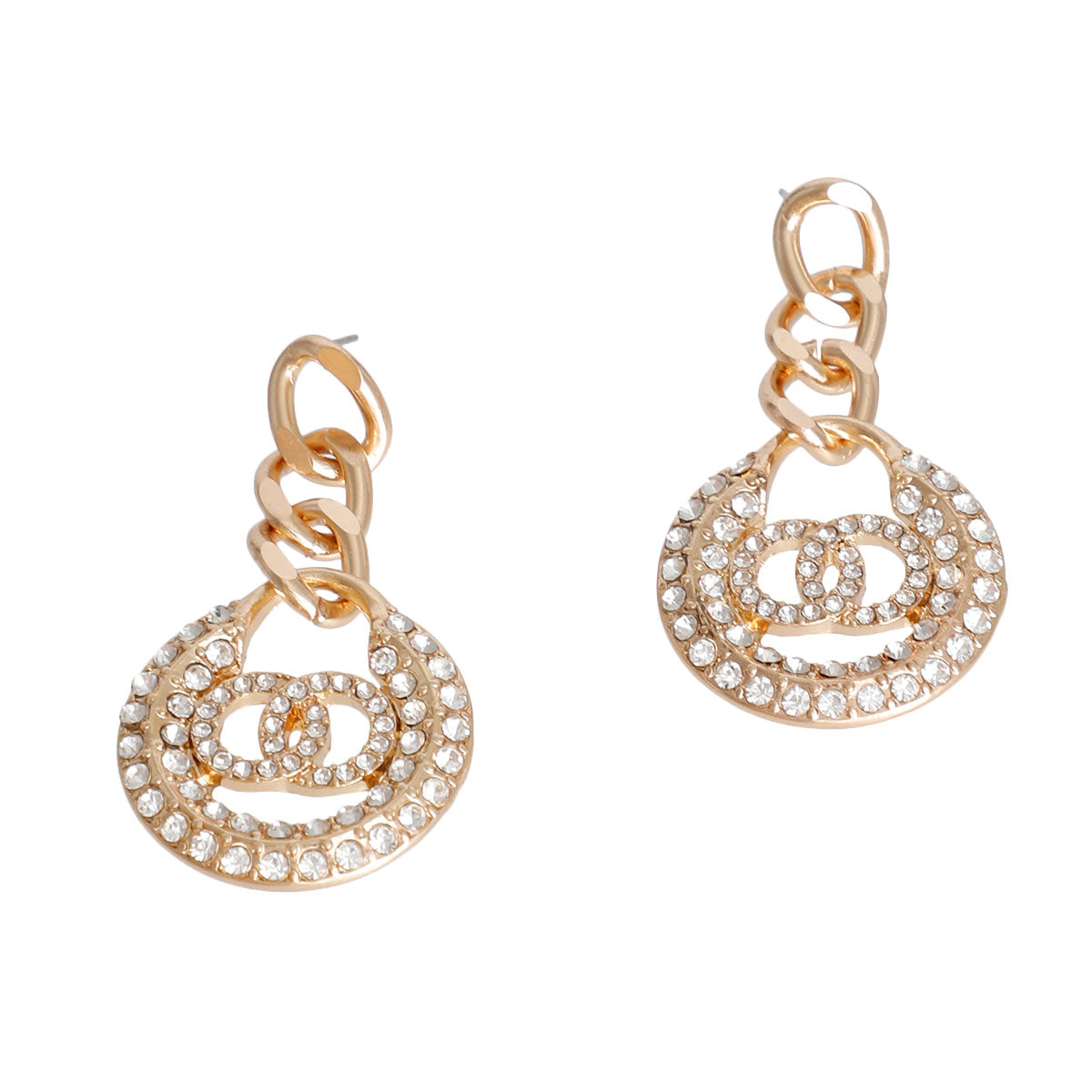 Gold Chain Designer Lock Earrings