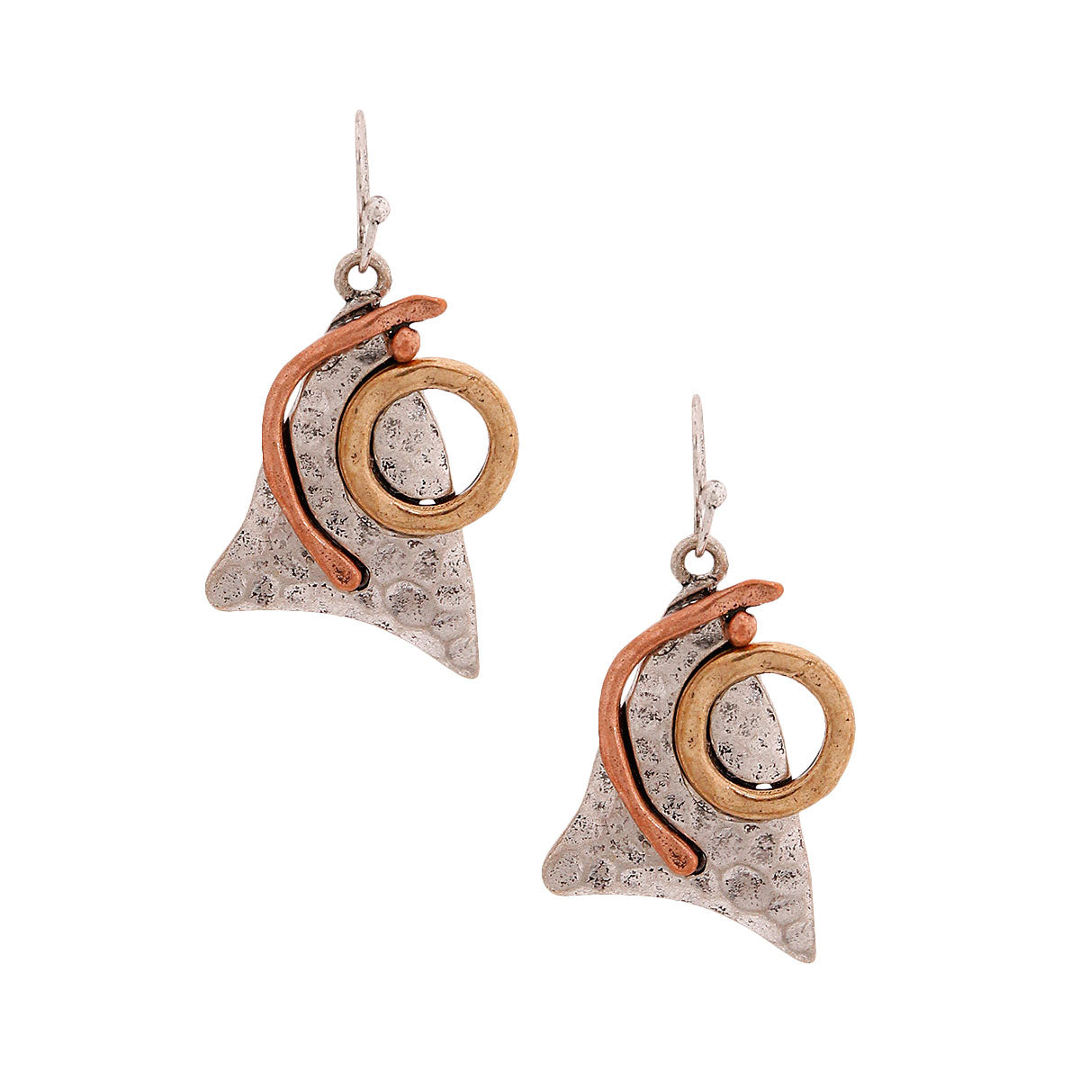 Burnished Silver Triangle Earrings