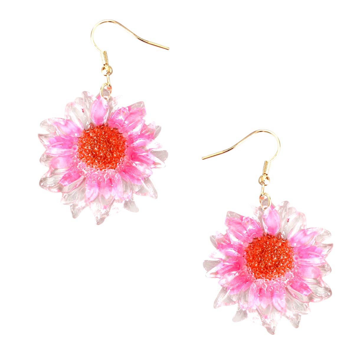 Fuchsia Dried Sunflower Earrings