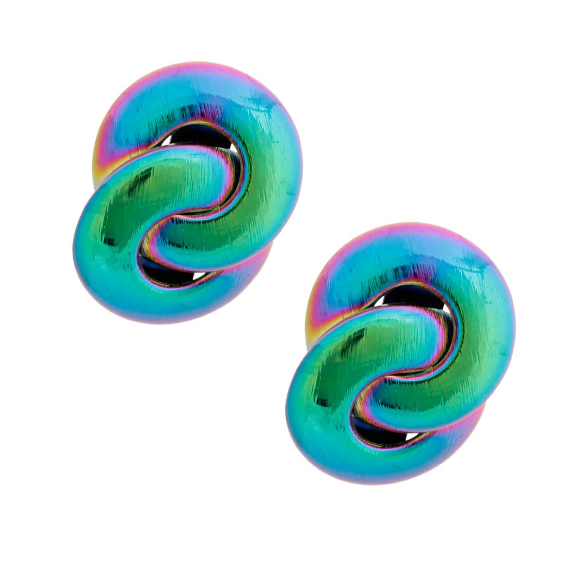 Rainbow Metal Double Ring Studs