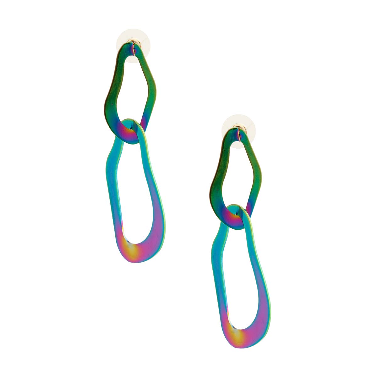 Rainbow Metal Organic Drop Earrings