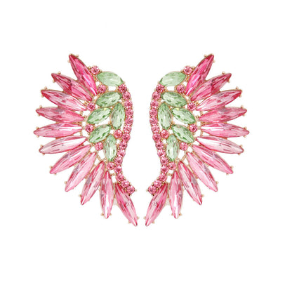 Pink Green Wing Earrings