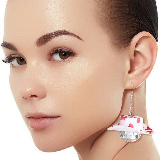 Pink Cowgirl Disco Ball Earrings