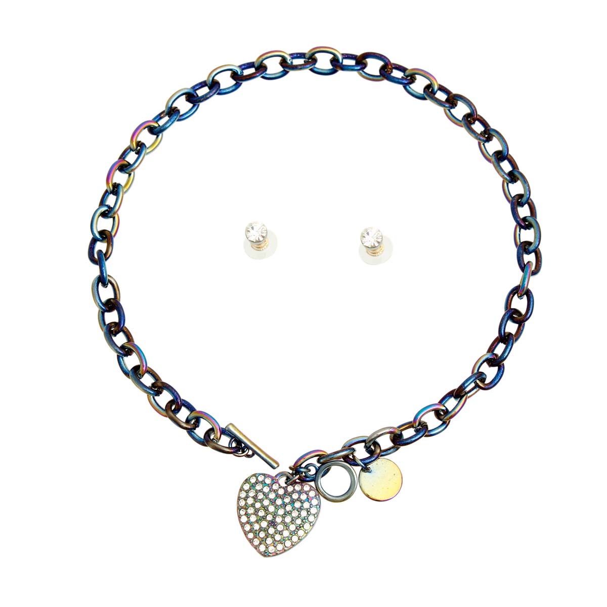 Rainbow Metal Toggle Heart Chain