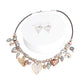 Mixed Metal Heart Charm Cord Necklace