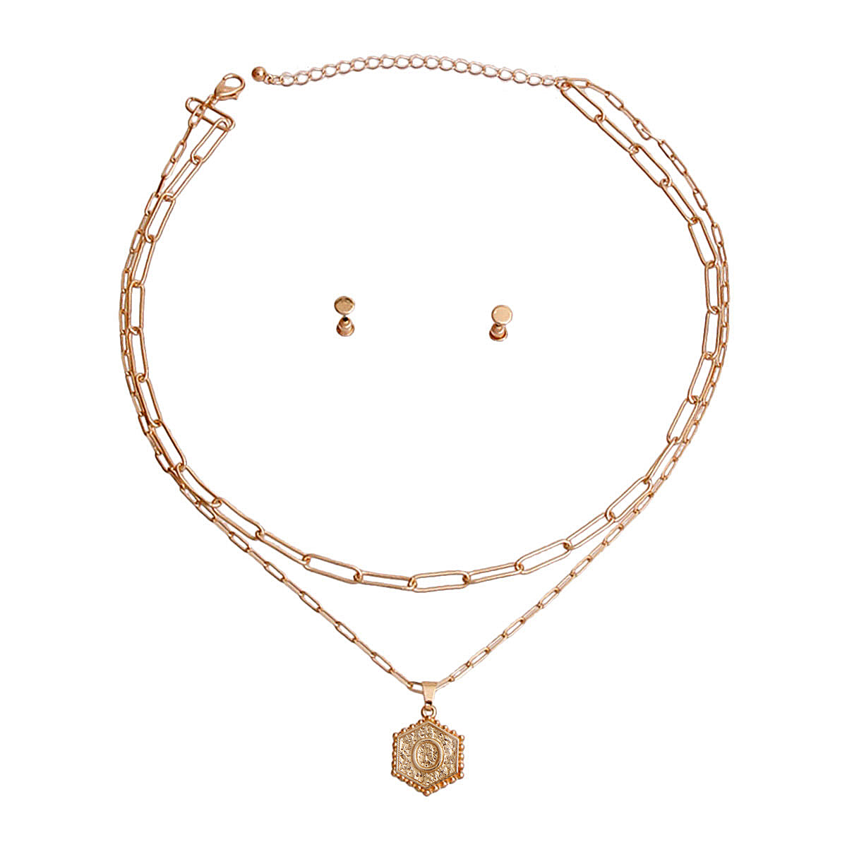 OHexagon Initial Charm Necklace