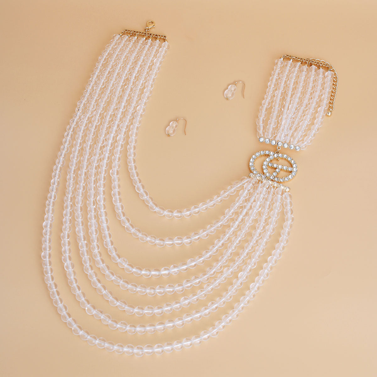 Clear Bead 7 Strand GG Necklace