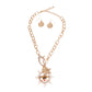 Gold Sunburst Bee Charm Clip Necklace
