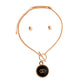 Black Designer Charm Gold Toggle Necklace