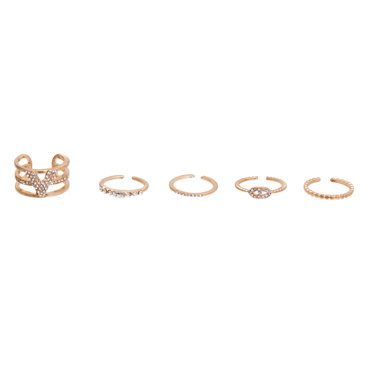 Gold Designer 5 Pcs Rings