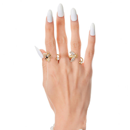 Designer Style Gold Bee Wrap Ring Set