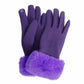 Gloves Purple Fur Trim Winter Gloves for Women