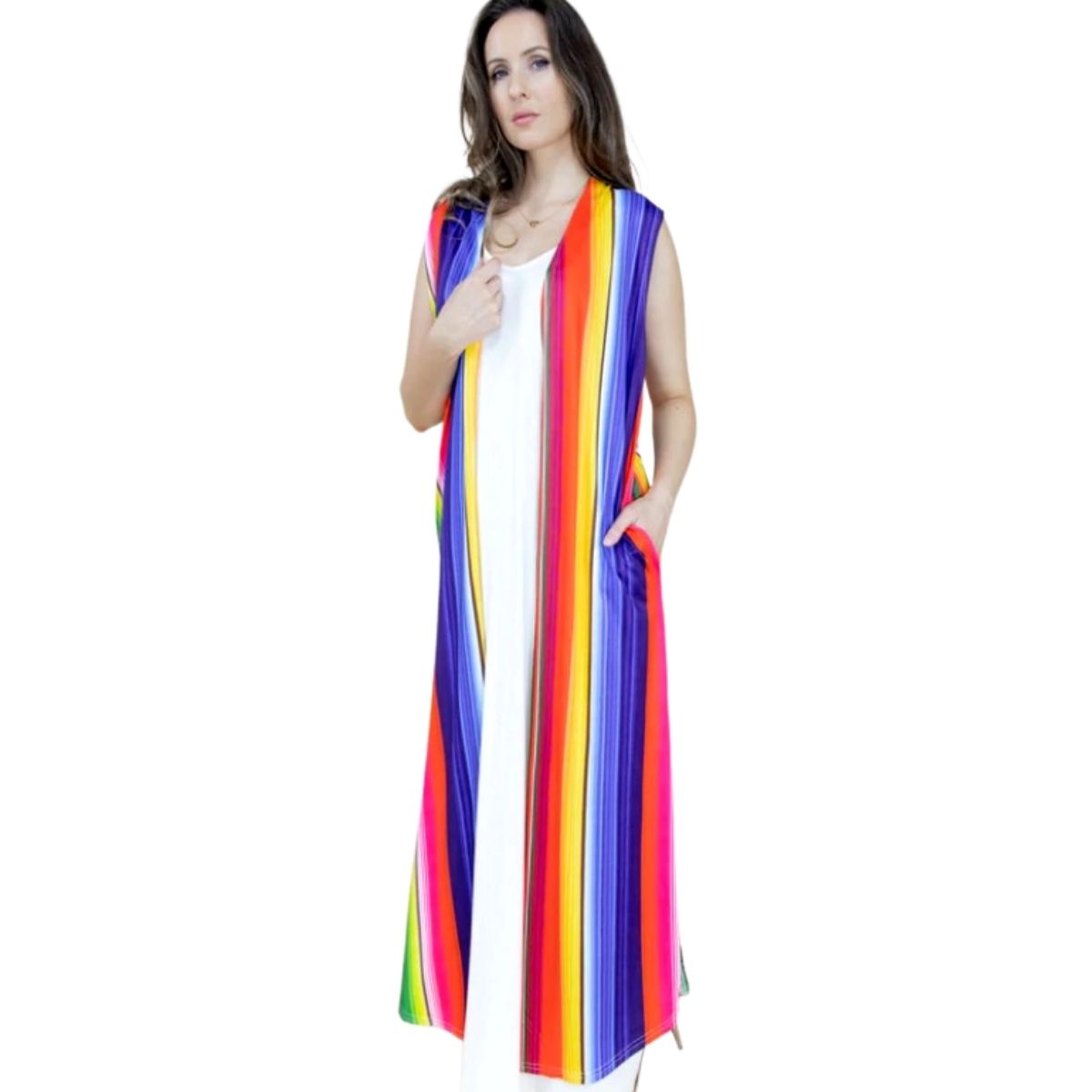 Rainbow Serape Long Vest