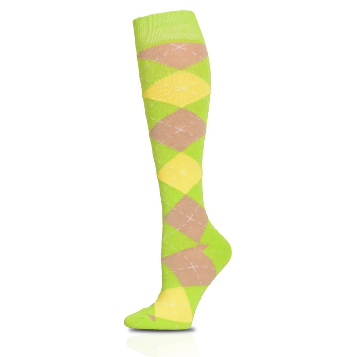 Green Argyle Knee High Socks